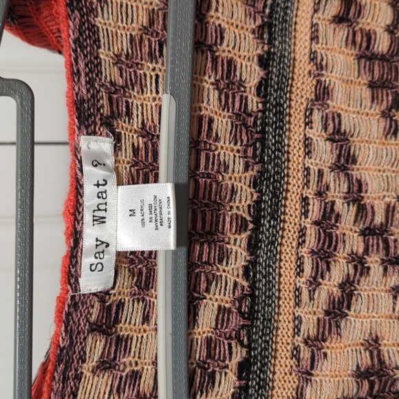 Orange & peach long hooded cardigan - Picture 3 of 5